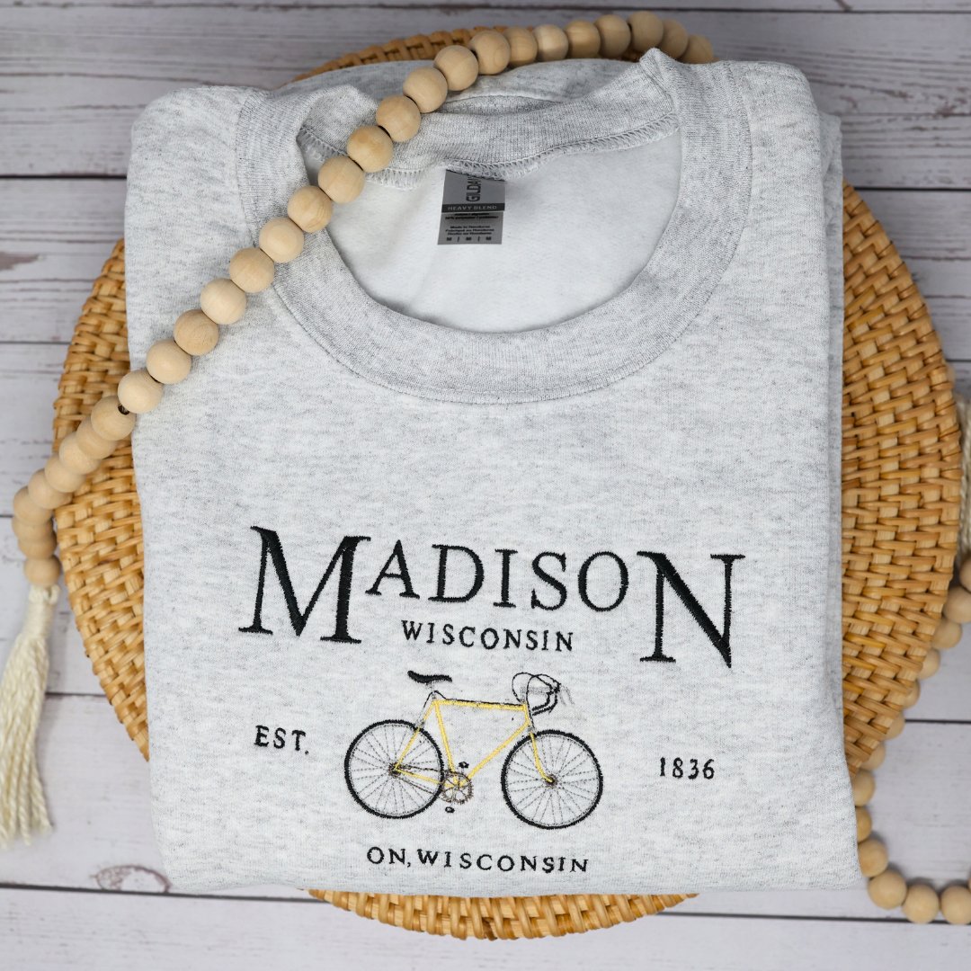 Madison Wisconsin Embroidered Sweatshirt - Embroiderzilla