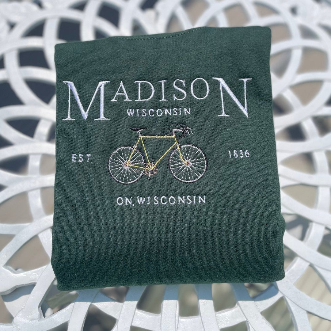 Madison Wisconsin Embroidered Sweatshirt - Embroiderzilla