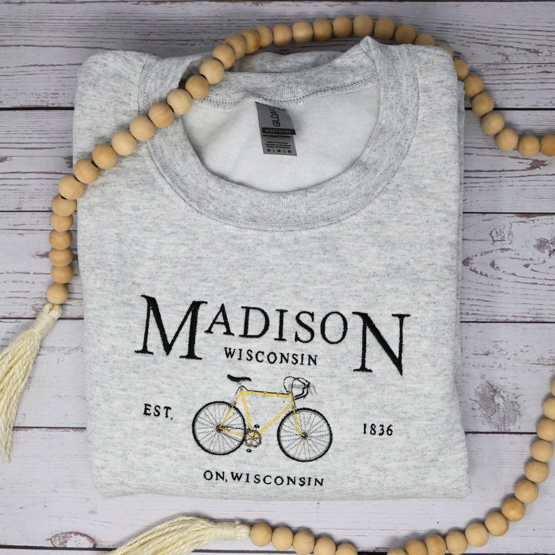 Madison Wisconsin Embroidered Sweatshirt - Embroiderzilla