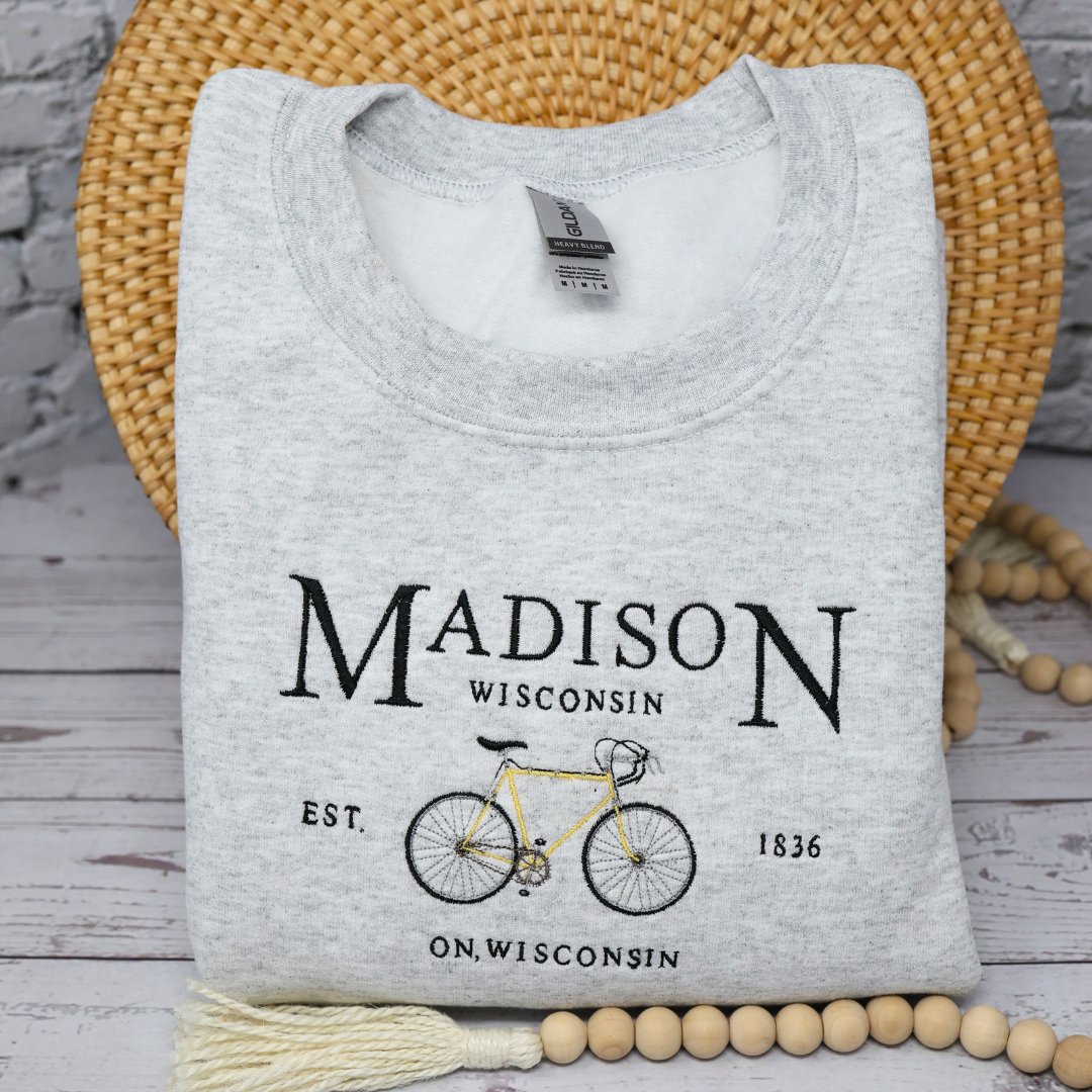 Madison Wisconsin Embroidered Sweatshirt - Embroiderzilla