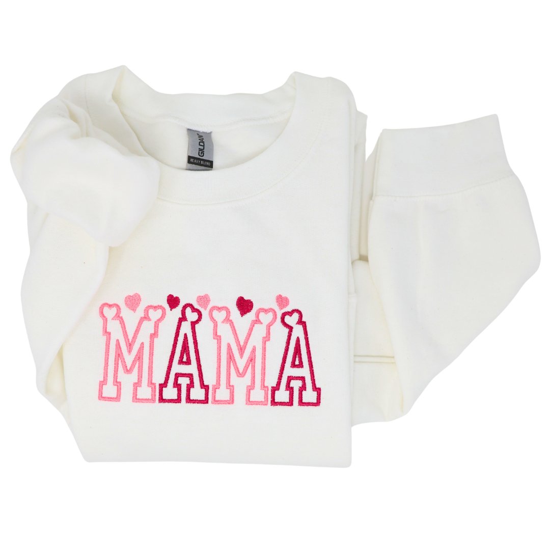 Mama Hearts Embroidered Sweatshirt, Valentines Day Sweatshirt - Embroiderzilla