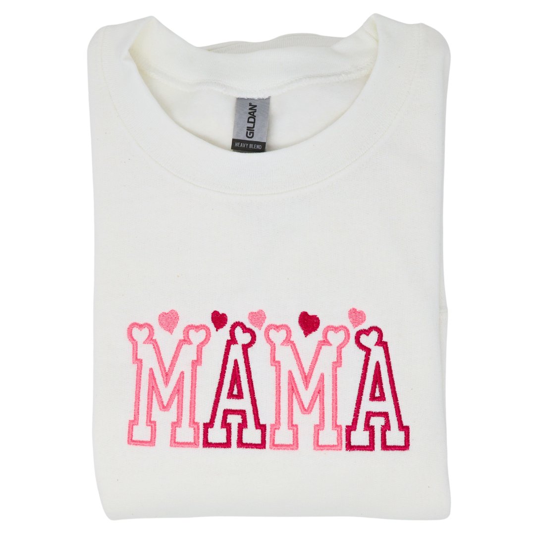 Mama Hearts Embroidered Sweatshirt, Valentines Day Sweatshirt - Embroiderzilla