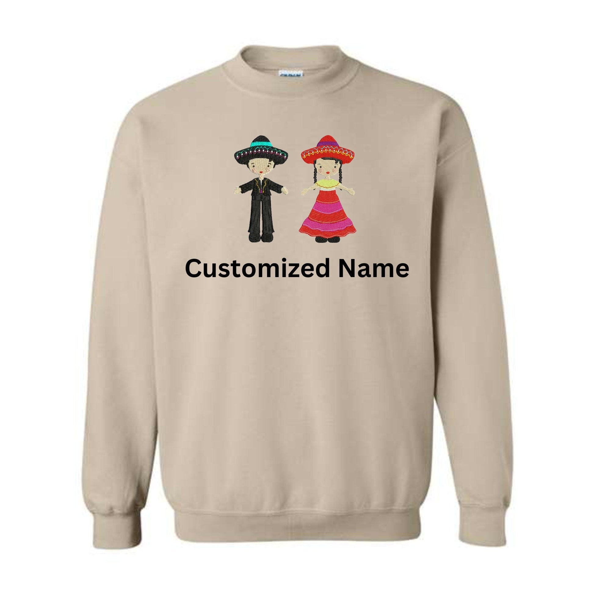 Mexican Couple Embroidered Sweater, Customized Name - Embroiderzilla