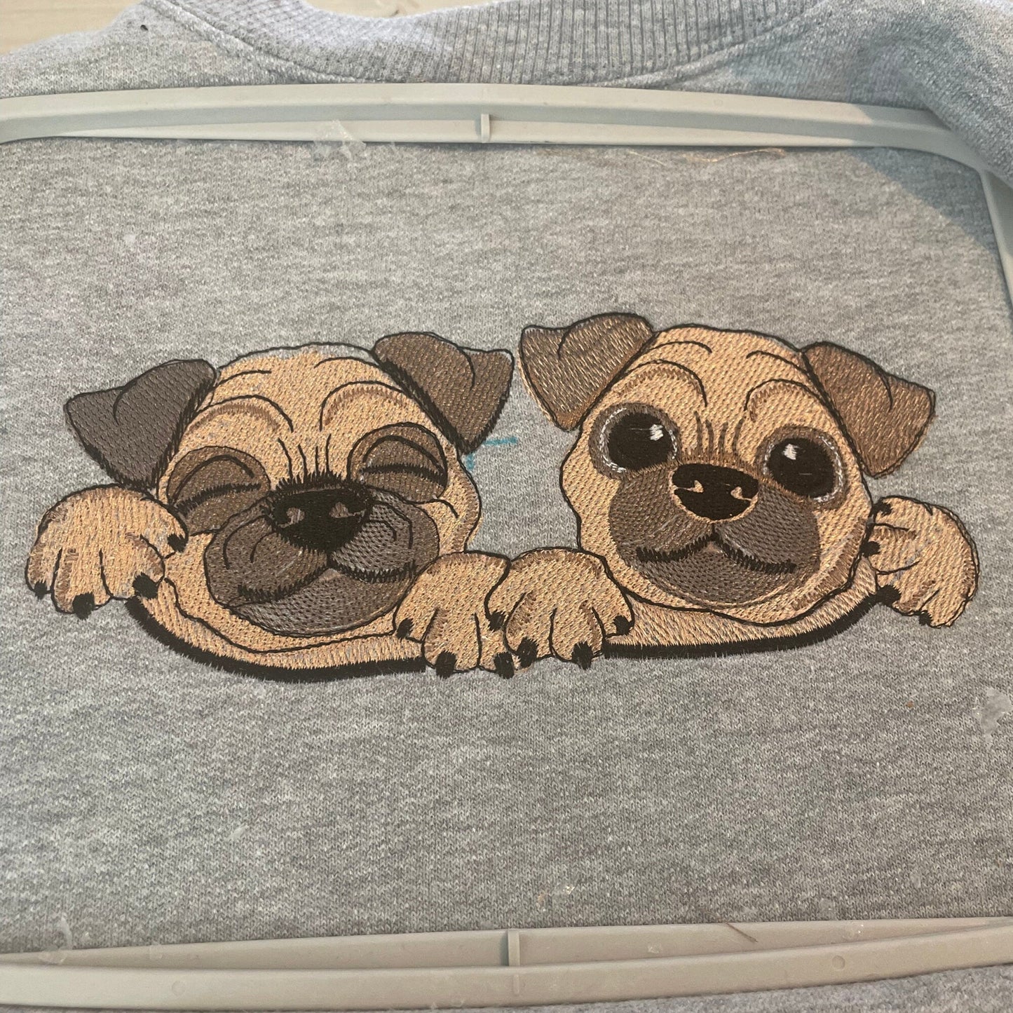 Pug Embroidered Crewneck Sweatshirt - Embroiderzilla