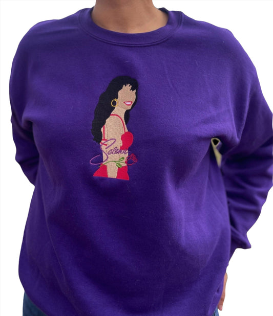 Selena Embroidered Crewneck Sweatshirt - Selena Quintanilla - Embroiderzilla