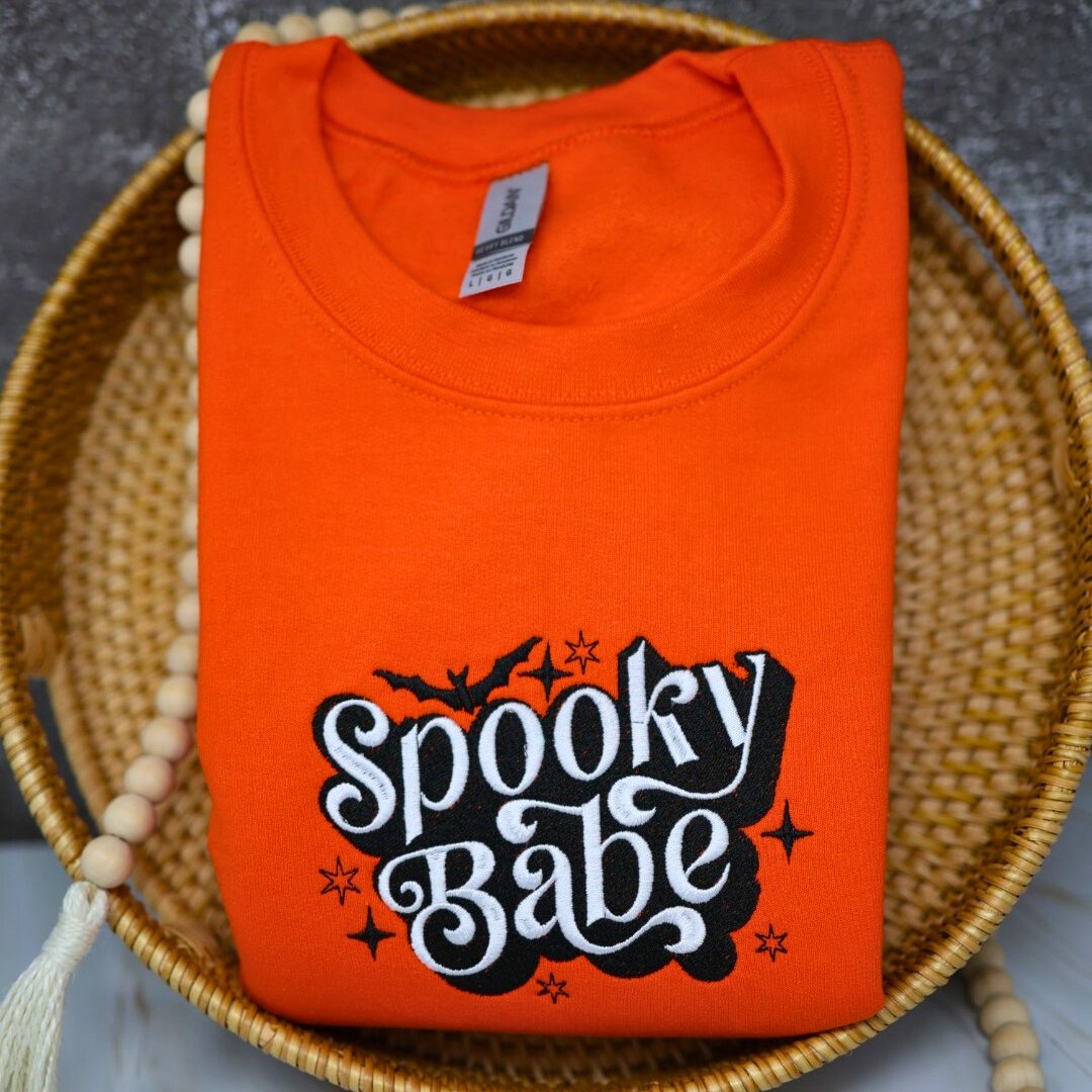 Spooky Babe Embroidered Sweatshirt - Embroiderzilla