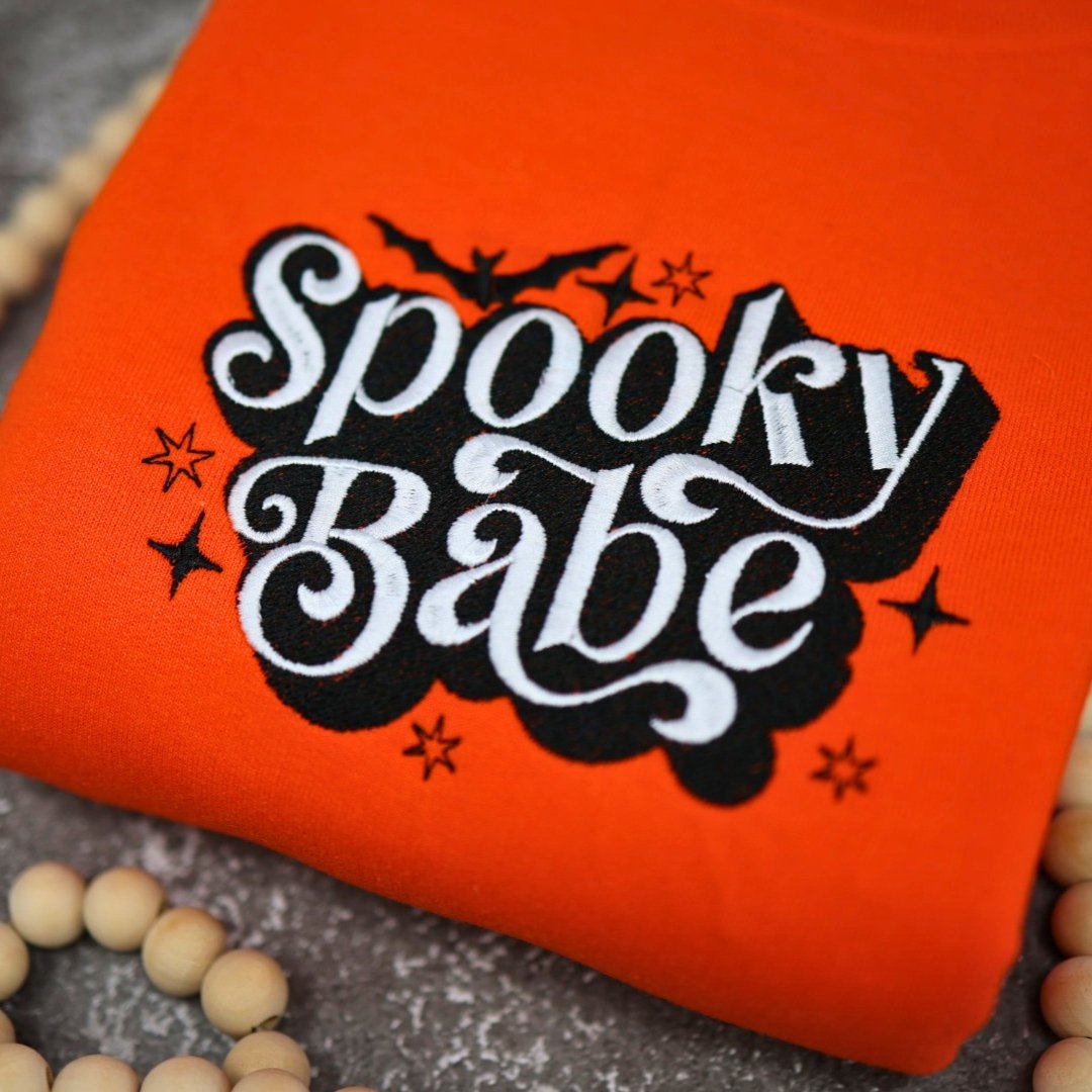 Spooky Babe Embroidered Sweatshirt - Embroiderzilla