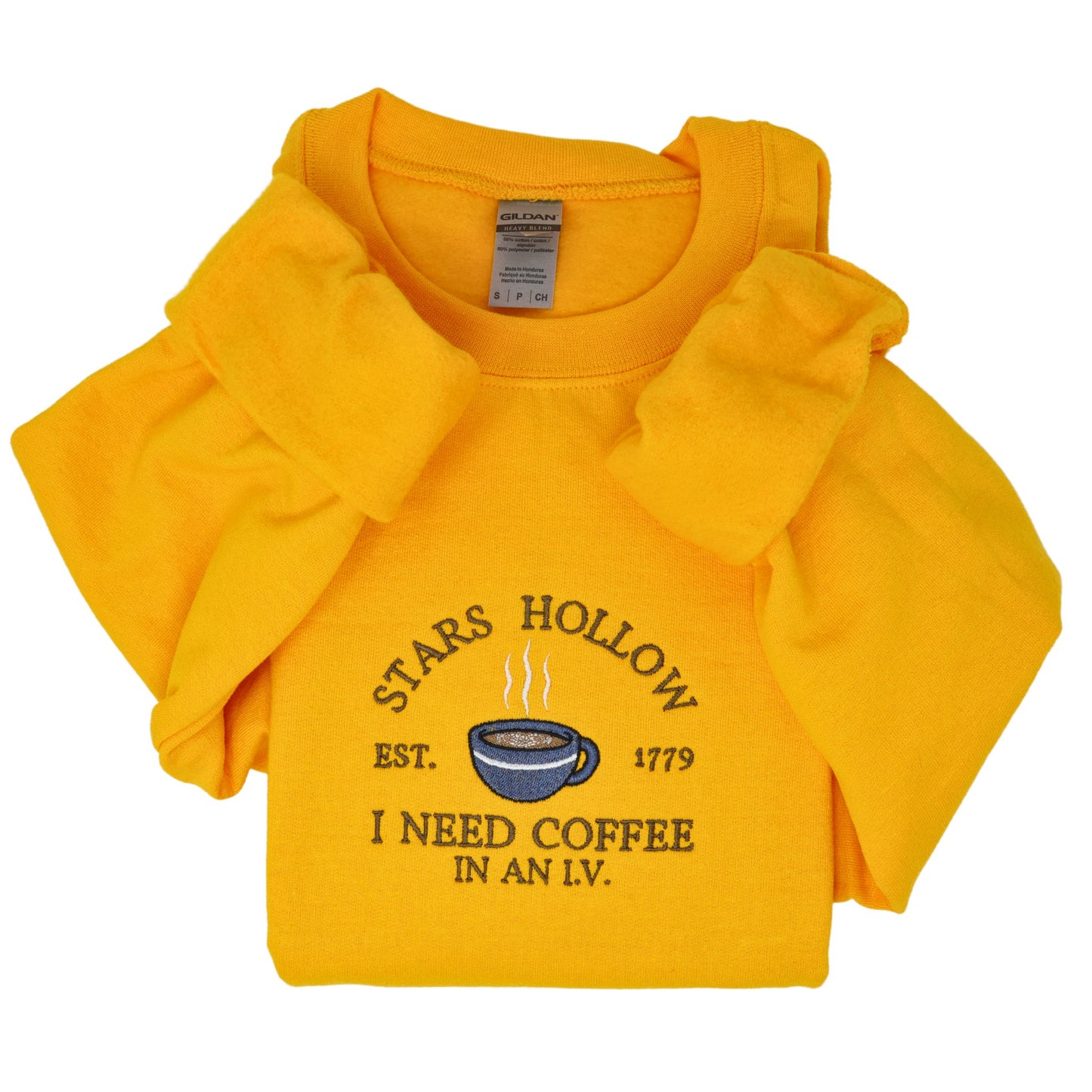 Star's Hollow I need coffee in an I.V. Crewneck Sweatshirt - Embroiderzilla