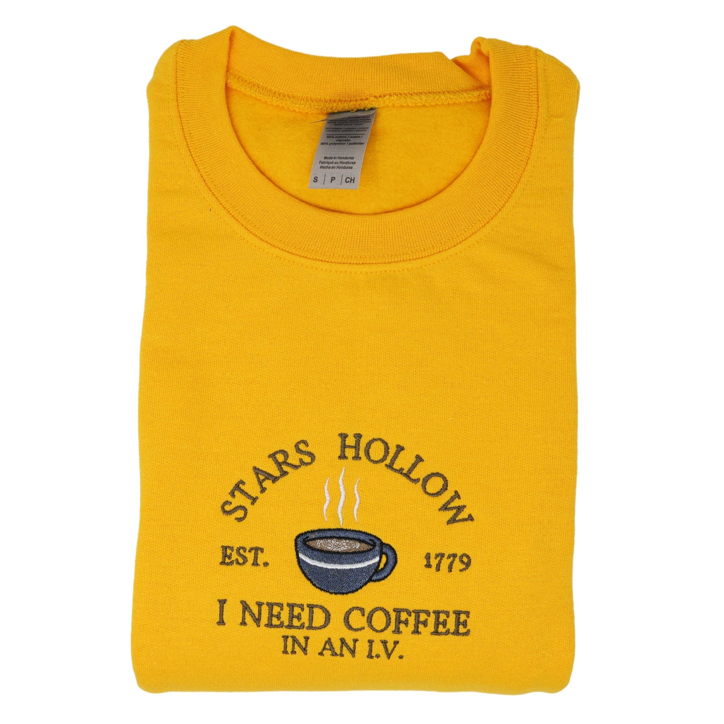 Star's Hollow I need coffee in an I.V. Crewneck Sweatshirt - Embroiderzilla