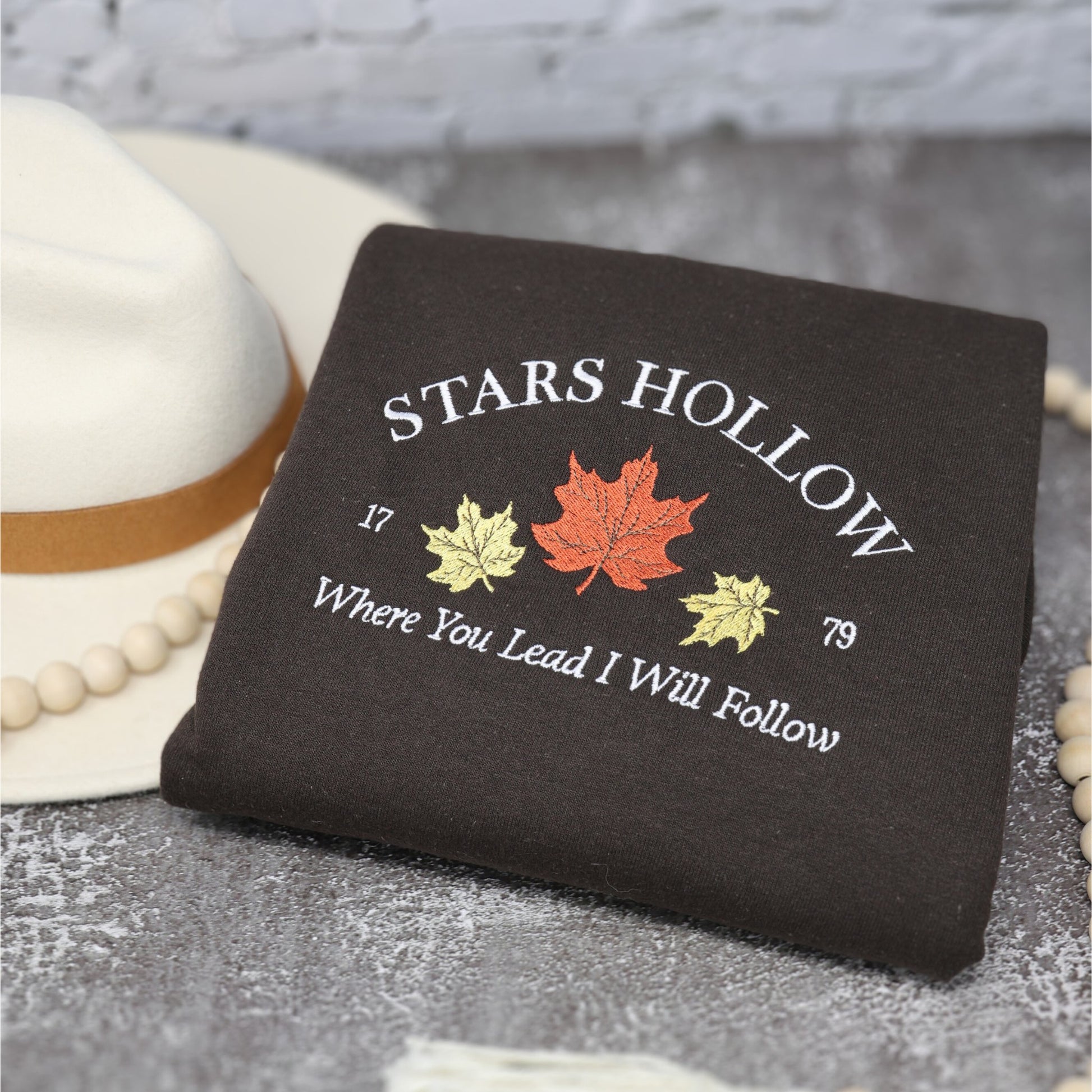 Stars Hollow "Where you lead I will Follow" Embroidered Sweatshirt - Embroiderzilla