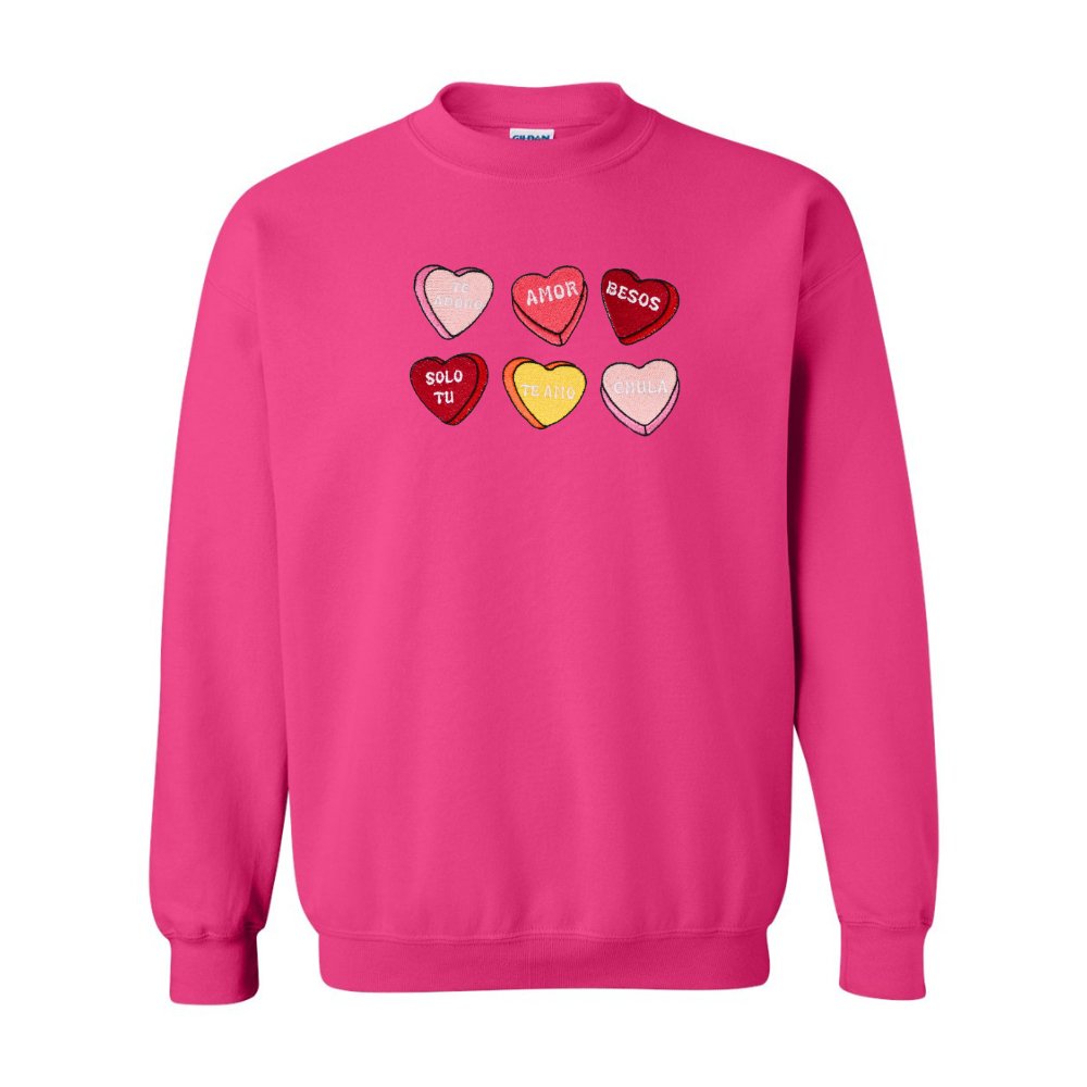 Sweeter Together: Candy Hearts Embroidered Sweatshirt Collection - Embroiderzilla