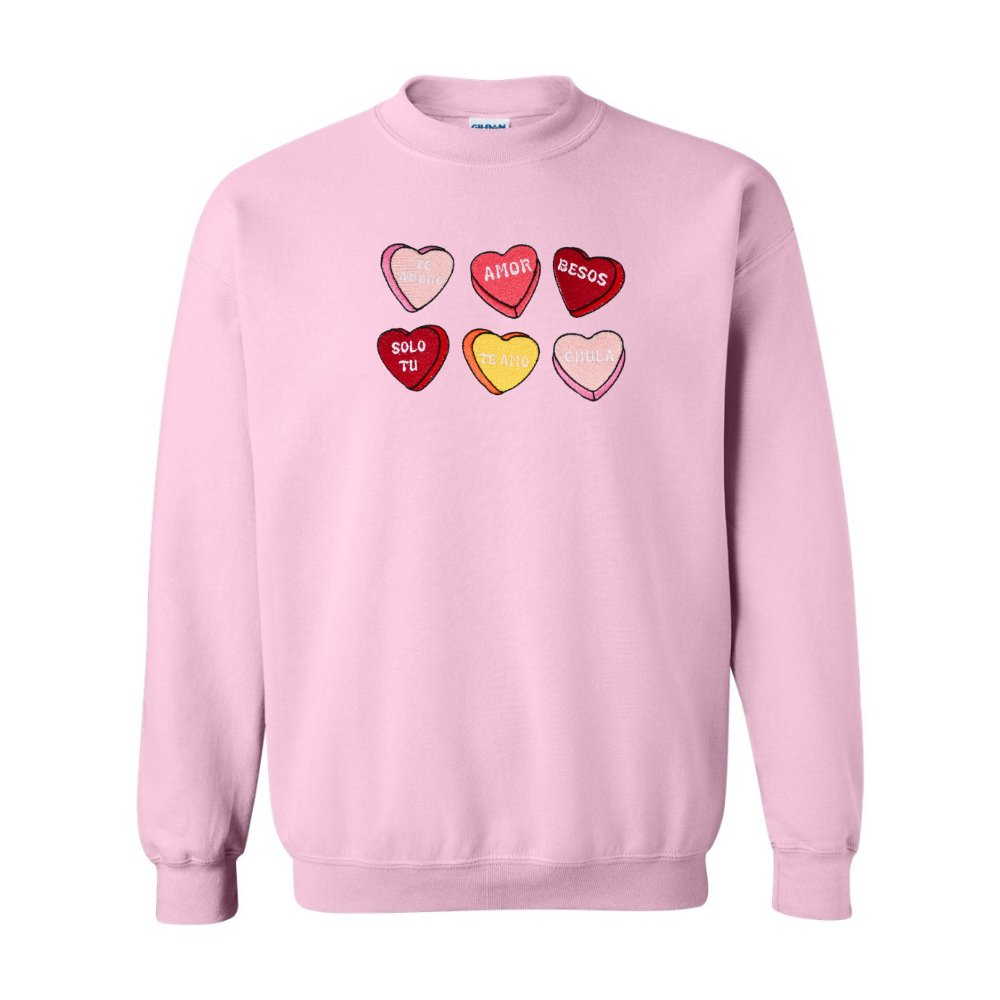 Sweeter Together: Candy Hearts Embroidered Sweatshirt Collection - Embroiderzilla