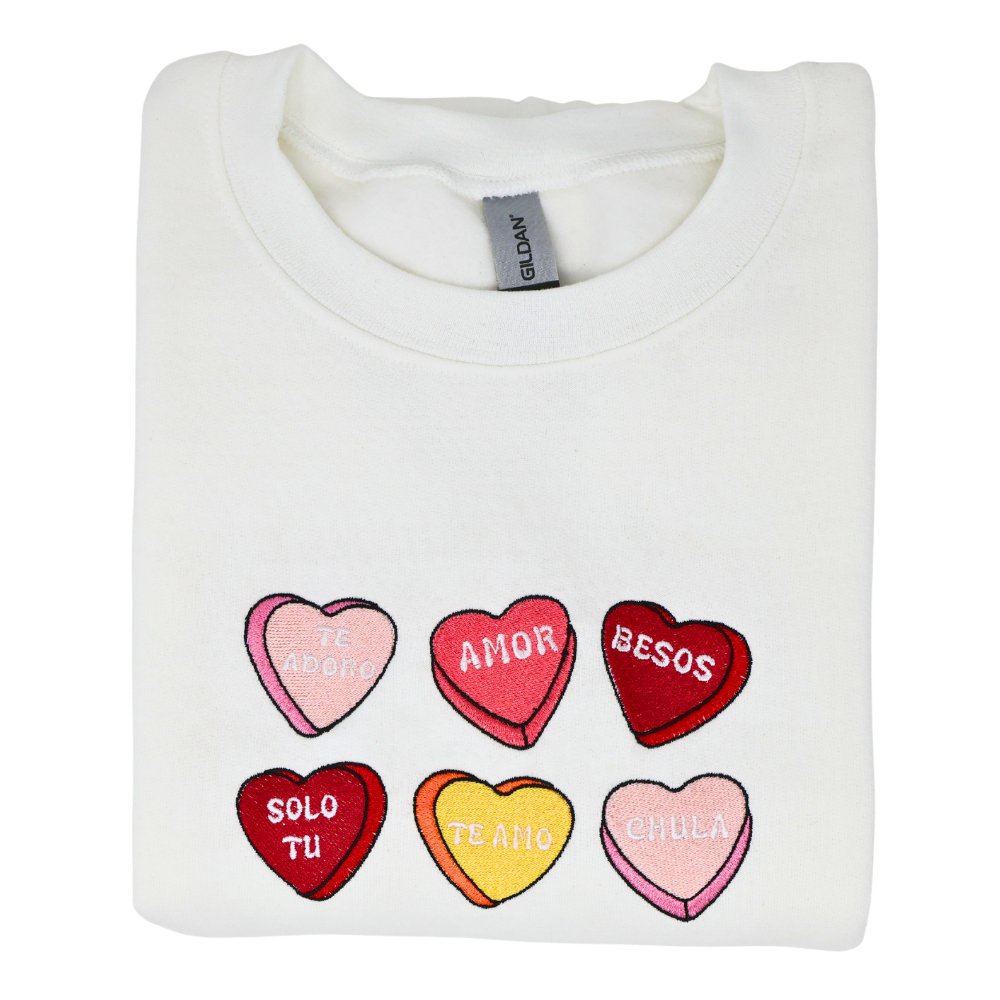 Sweeter Together: Candy Hearts Embroidered Sweatshirt Collection - Embroiderzilla