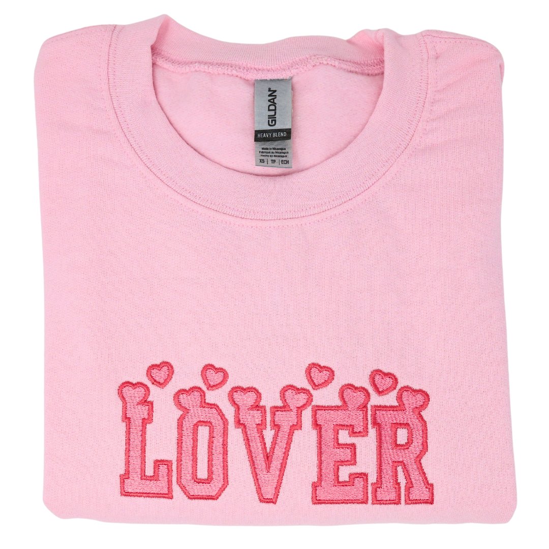 Valentines Day "Lover" Hearts Embroidered Sweatshirt - Embroiderzilla